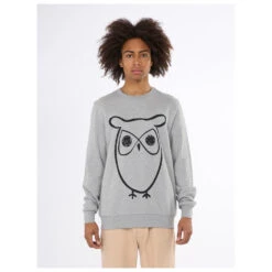 KnowledgeCotton Apparel Crew Neck Big Owl Front Print - Pullover -Armedange Kleidung Geschaft knowledgecotton apparel crew neck big owl front print pullover detail 2